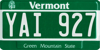 VT license plate YAI927