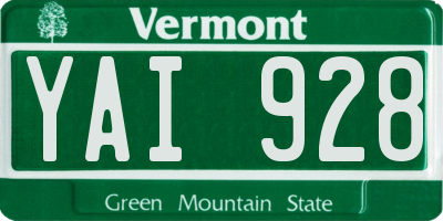 VT license plate YAI928