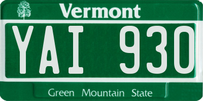 VT license plate YAI930