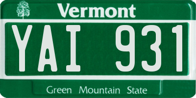 VT license plate YAI931
