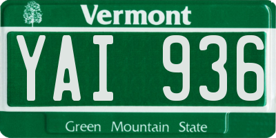 VT license plate YAI936