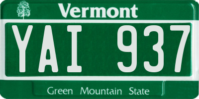 VT license plate YAI937