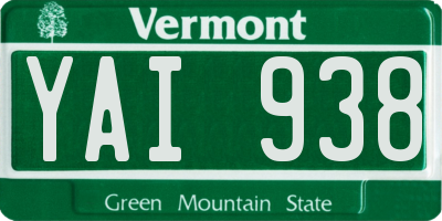 VT license plate YAI938