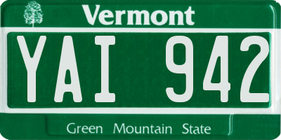 VT license plate YAI942