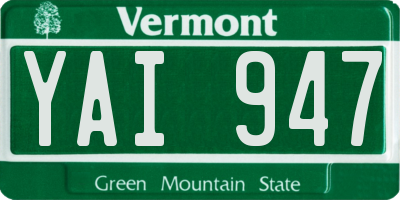 VT license plate YAI947
