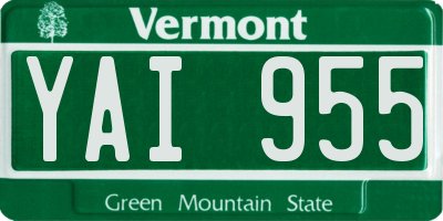 VT license plate YAI955
