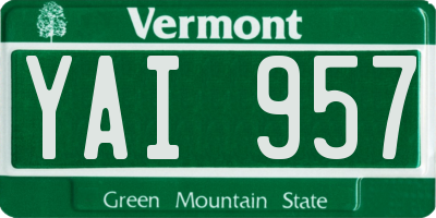 VT license plate YAI957