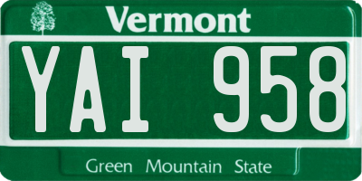 VT license plate YAI958