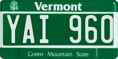 VT license plate YAI960