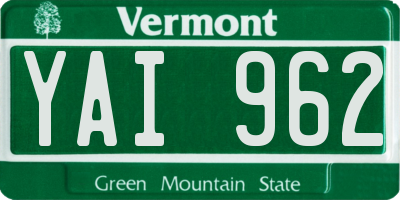 VT license plate YAI962