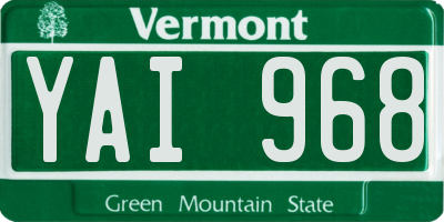 VT license plate YAI968