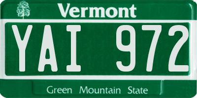VT license plate YAI972