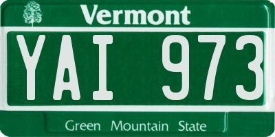 VT license plate YAI973