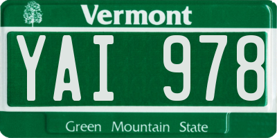 VT license plate YAI978