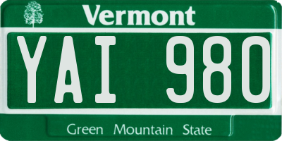 VT license plate YAI980