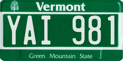 VT license plate YAI981