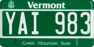 VT license plate YAI983