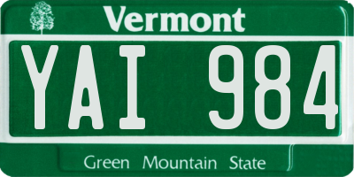 VT license plate YAI984
