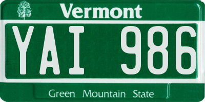 VT license plate YAI986