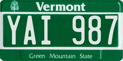 VT license plate YAI987