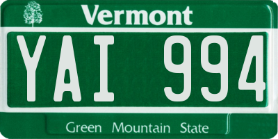 VT license plate YAI994