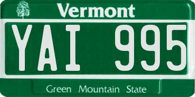 VT license plate YAI995