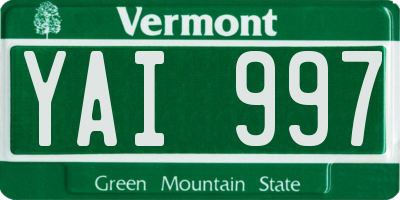 VT license plate YAI997