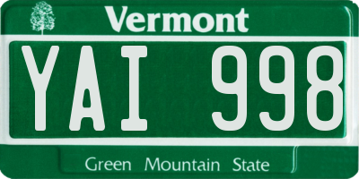 VT license plate YAI998