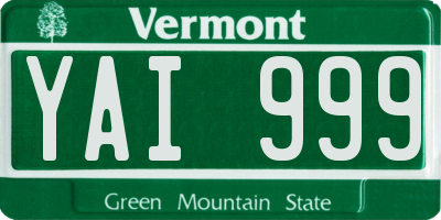VT license plate YAI999