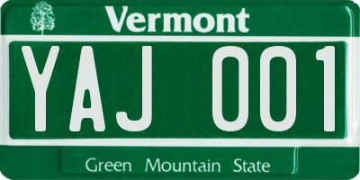 VT license plate YAJ001