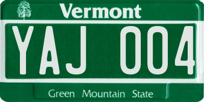 VT license plate YAJ004