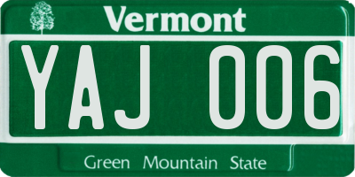 VT license plate YAJ006