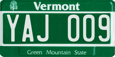 VT license plate YAJ009