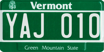 VT license plate YAJ010