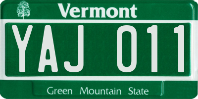 VT license plate YAJ011