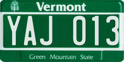 VT license plate YAJ013