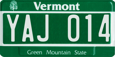VT license plate YAJ014