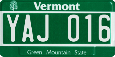 VT license plate YAJ016