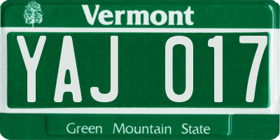 VT license plate YAJ017