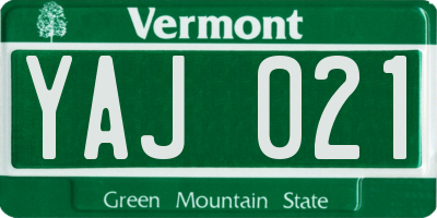 VT license plate YAJ021