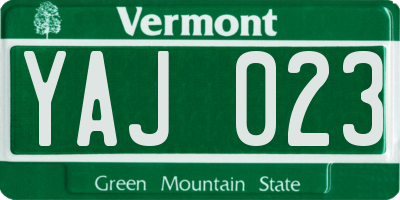 VT license plate YAJ023