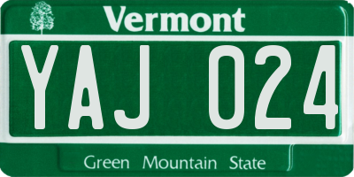 VT license plate YAJ024