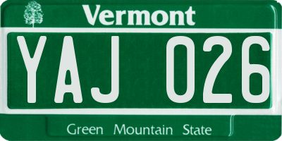 VT license plate YAJ026