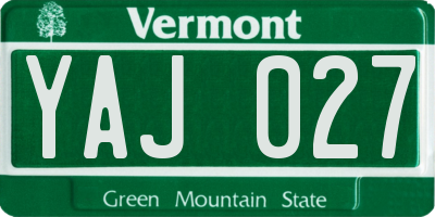 VT license plate YAJ027