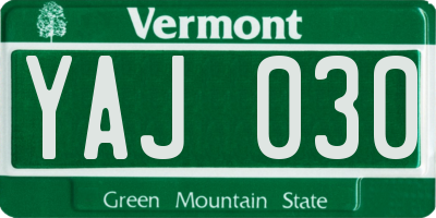 VT license plate YAJ030