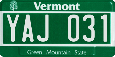 VT license plate YAJ031