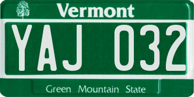 VT license plate YAJ032