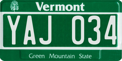 VT license plate YAJ034