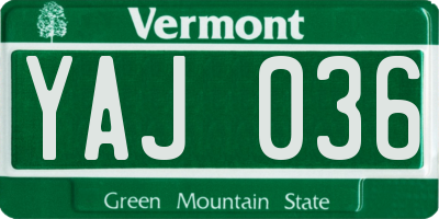 VT license plate YAJ036