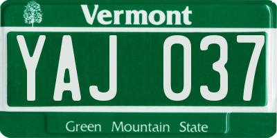VT license plate YAJ037